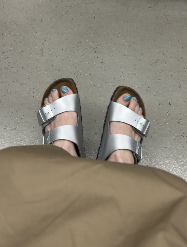 Birkenstock Arizona 白底銀扣 
