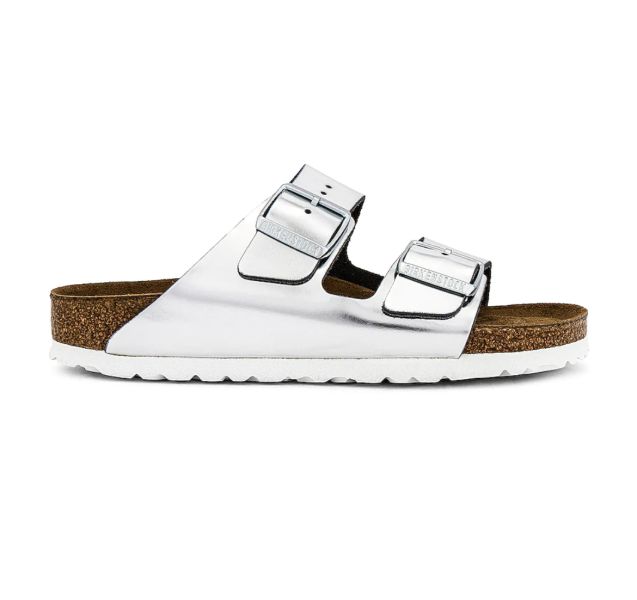 Birkenstock Arizona 白底銀扣 