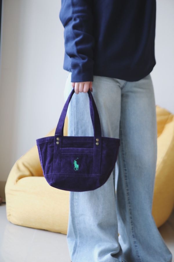 現貨*Ralph Lauren 燈芯絨手提袋 