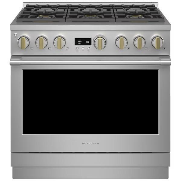 【GE奇異】Monogram® 36吋瓦斯型六口單層爐連烤 ( ZGP366NTSS) 