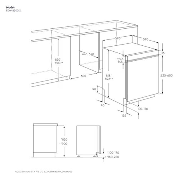 【Electrolux伊萊克斯】60公分 14人份 700系列半嵌式洗碗機 (EEM48300IX) 