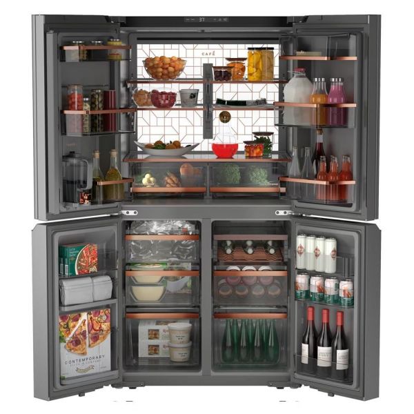 GE奇異】Café™能源之星801L大容量鉑金玻璃智慧法式四門冰箱 (CAE28DM5TS5) 