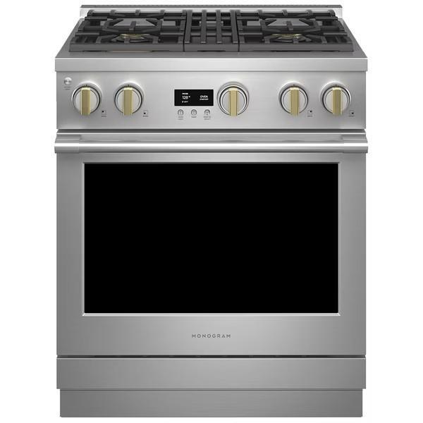 【GE奇異】Monogram® 30吋瓦斯型四口單層爐連烤 (ZGP304NTSS) 