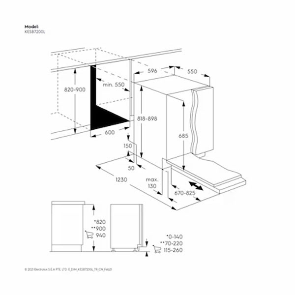 【Electrolux伊萊克斯】60公分 13人份 600系列全嵌式洗碗機 (KESB7200L) 