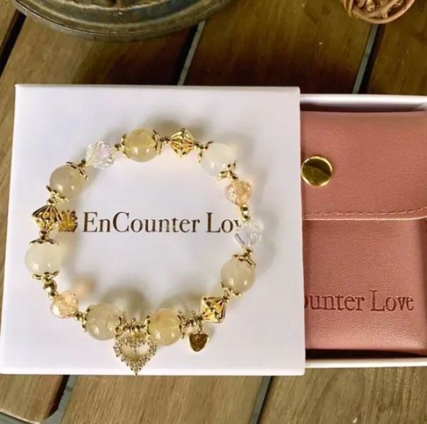 【Encounterlove】璀璨金心｜金髮晶 白瑪瑙 招財事業舒壓防小人 