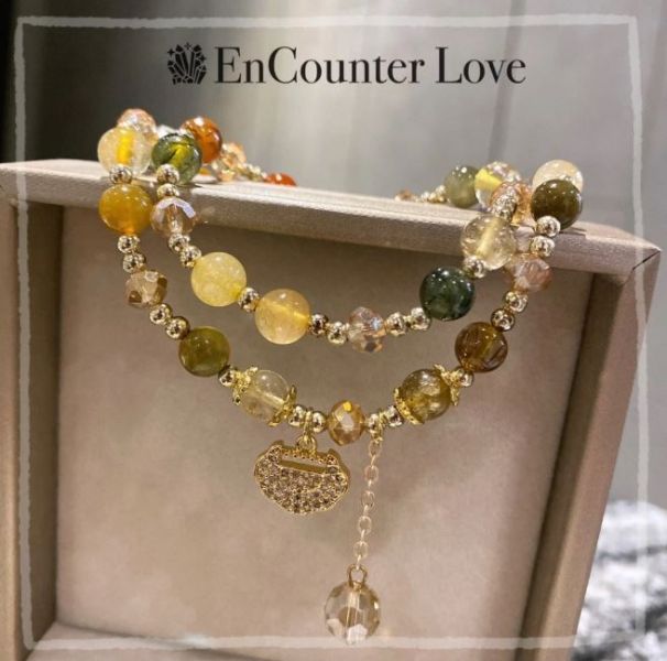 【Encounterlove】繽紛開運丨雙鍊彩髮晶 長命鎖 健康事業強運 