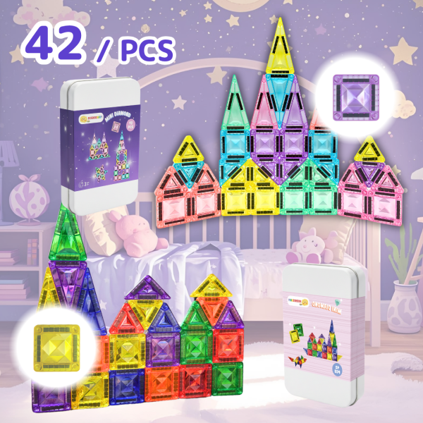 【ScienceBaby】鑽石小磁片 42PCS 經典色/糖果色 