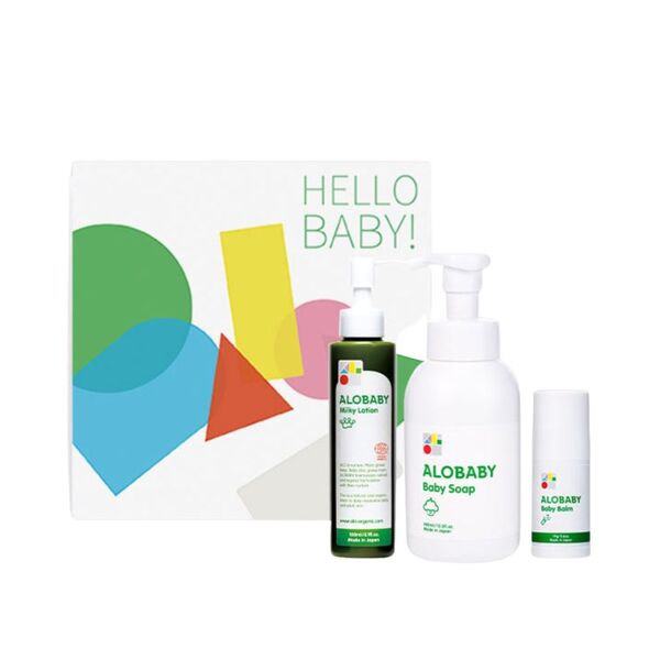 【ALOBABY】萬用修護禮盒組(牛奶膚乳液+晚安洗髮沐浴慕斯+乾燥救援萬用棒) 