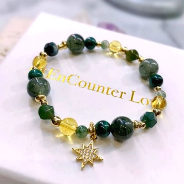 【Encounterlove】水晶手鍊_2條1組_粉戀甜心(愛情人緣)｜璀璨金心(事業) 
