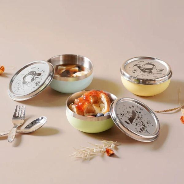 【KOM丨姓名客製化】夢想系列丨316磨砂不鏽鋼  (幼兒園指定) 兒童碗 機器人/太空人/美人魚 