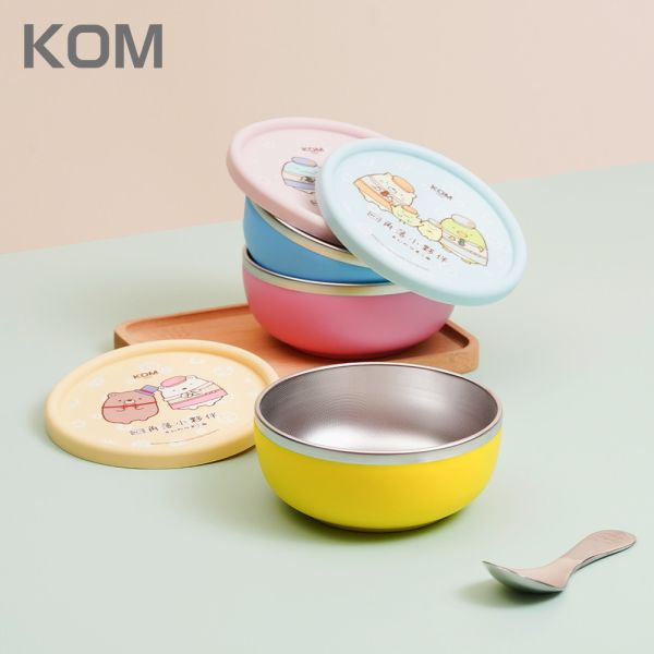 【KOM丨姓名客製化】角落小夥伴 316不鏽鋼 矽膠兒童隔熱碗(附角落小夥伴圓匙) 