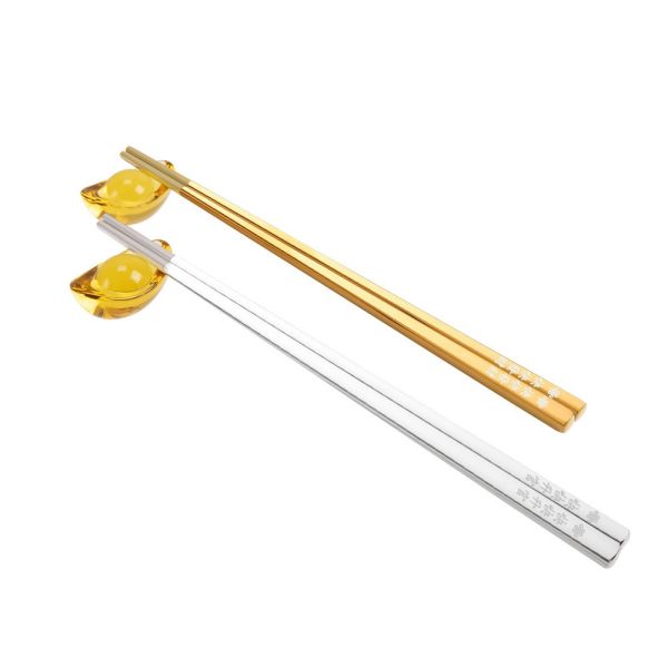 【雨揚珍品】筷樂發財金銀筷架組 