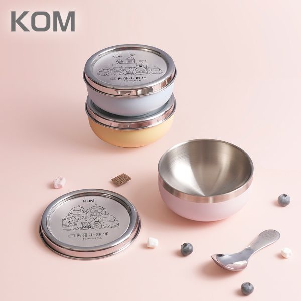 【KOM丨姓名客製化】角落小夥伴 316不鏽鋼 磨砂兒童隔熱碗(附角落小夥伴圓匙) 
