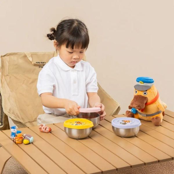 【KOMx達克比】雙層不鏽鋼 矽膠密封 兒童隔熱碗 粉色/紫色/黃色 