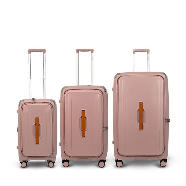 【Acer Fashion】布里斯本前開式/側開式行李箱 20" + 24" + 28" 混搭組合_黃金海岸(黃色)/摩頓沙(可可)/藍花楹粉(粉色) 