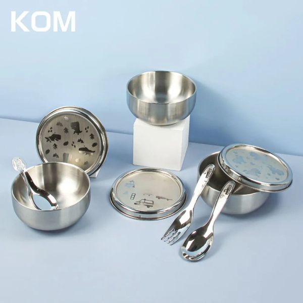 【KOM】幼兒園指定 316 磨砂兒童碗(附湯匙) -童趣系列- 三碗各一贈便當袋 