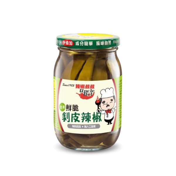 【辣椒叔叔】鮮脆剝皮辣椒-玻璃瓶(內容量450g固形量160g) 