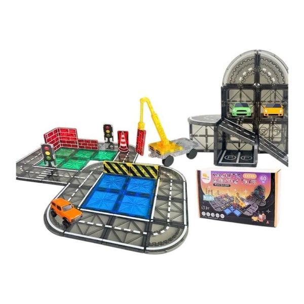 【ScienceBaby】雪鑽磁力片 道路建築師 60 PCS 