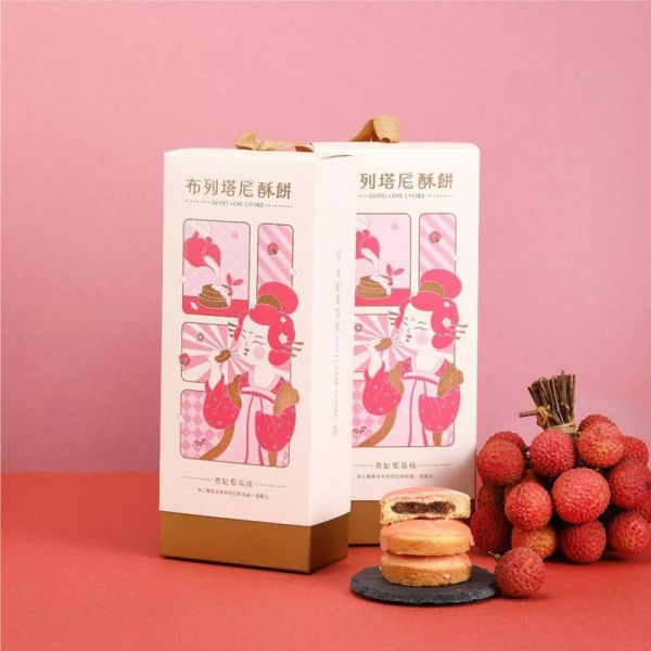 【胖肉鋪】布列塔尼酥餅 玫瑰荔枝 5入禮盒 40g/入 (手提盒設計) 