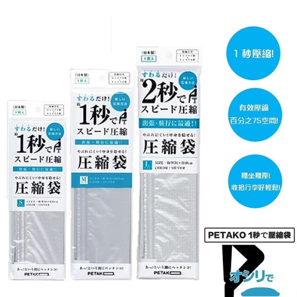 日本PETAKO 1秒で快速 旅用衣物壓縮袋 (日本製專利設計) 水果