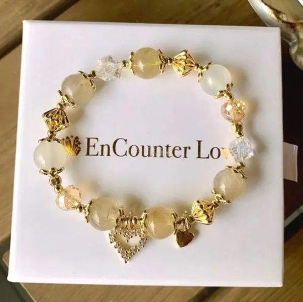 【Encounterlove】水晶手鍊_2條1組_粉戀甜心(愛情人緣)｜璀璨金心(事業) 