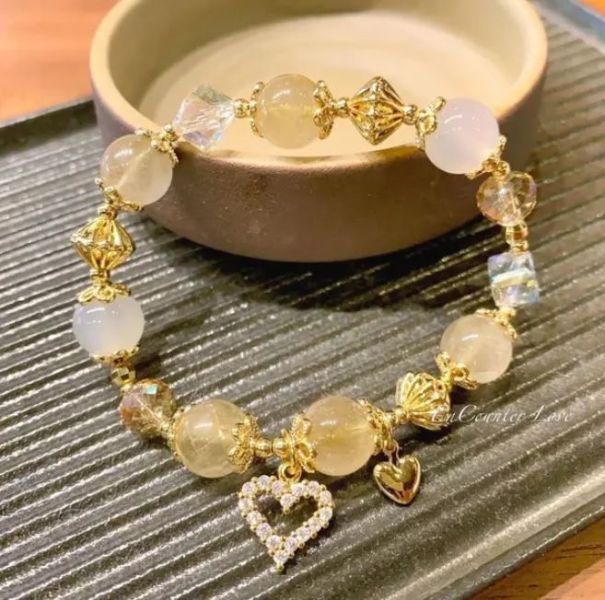 【Encounterlove】璀璨金心｜金髮晶 白瑪瑙 招財事業舒壓防小人 