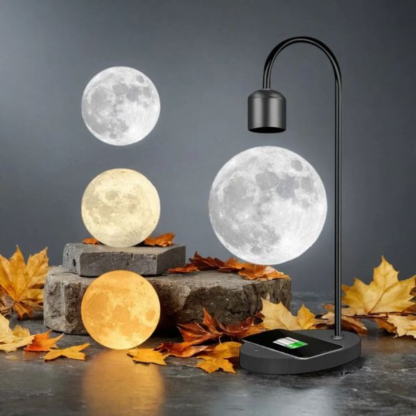 【波希熊】LunarGlow 磁浮無線充電月球三色燈 