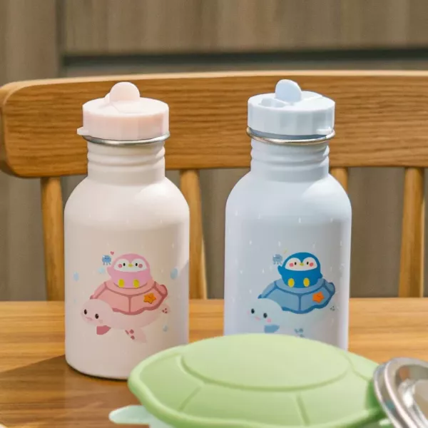 【KOM】海洋歷險趣 輕量316不鏽鋼 兒童隨身瓶350ml(附背帶) 