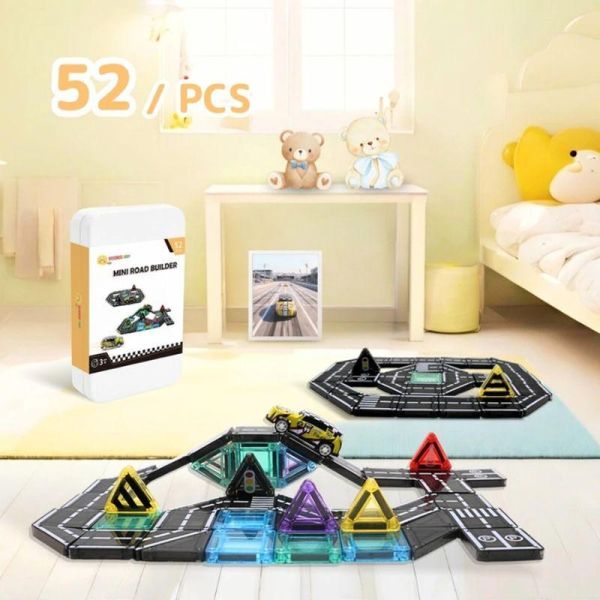 【ScienceBaby】道路小磁片 52pcs 益智磁力片積木 