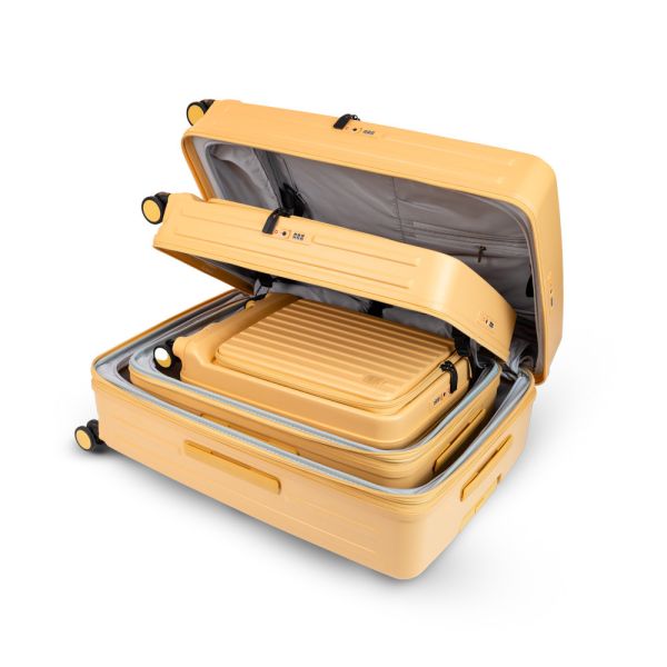 【Acer Fashion】布里斯本前開式/側開式行李箱 20" + 24" + 28" 混搭組合_黃金海岸(黃色)/摩頓沙(可可)/藍花楹粉(粉色) 