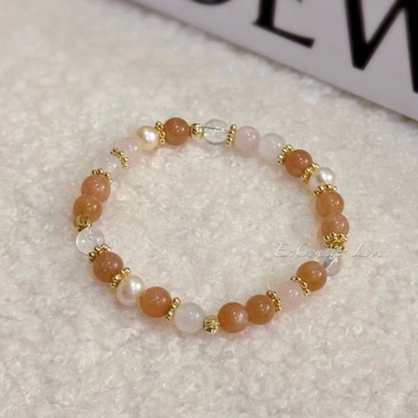 【Encounterlove】托斯卡尼橙月光丨太陽石 粉晶 白瑪瑙 珍珠 