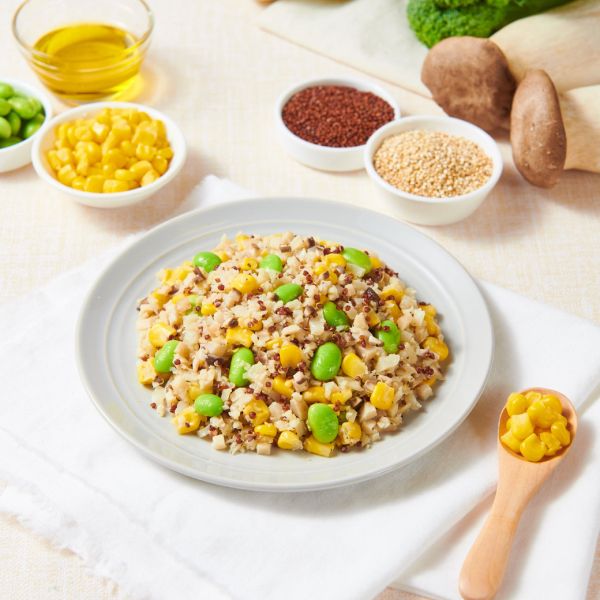 【蘭田素食】8+2居家營養輕食組(10件組) 藜麥毛豆*1+蒔樂藜麥鷹嘴豆*1+黃金松子藜麥燉飯*1+青醬葷菇燉花椰米*1+黃金優纖輕采花椰米*1+黃金大麥毛豆*1+舒采紅藜菇菇米*2+黃金陽光菇菇米*2 