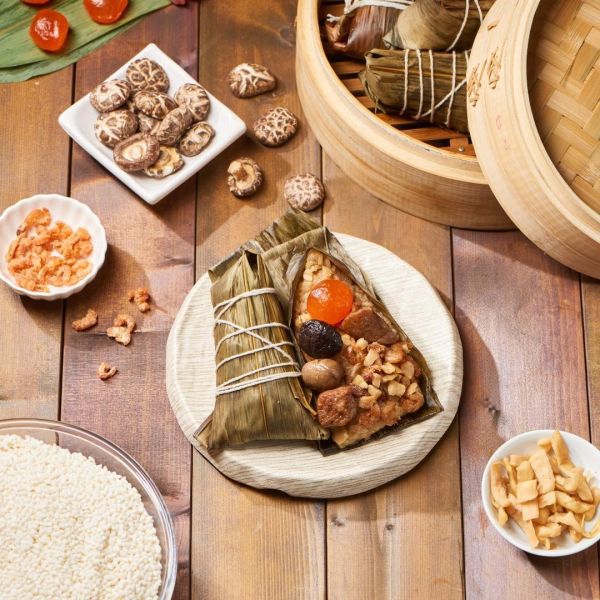 【上海鄉村】端午雙饗粽禮盒（無錫鮑魚干貝粽2入+金沙封肉粽2入） 