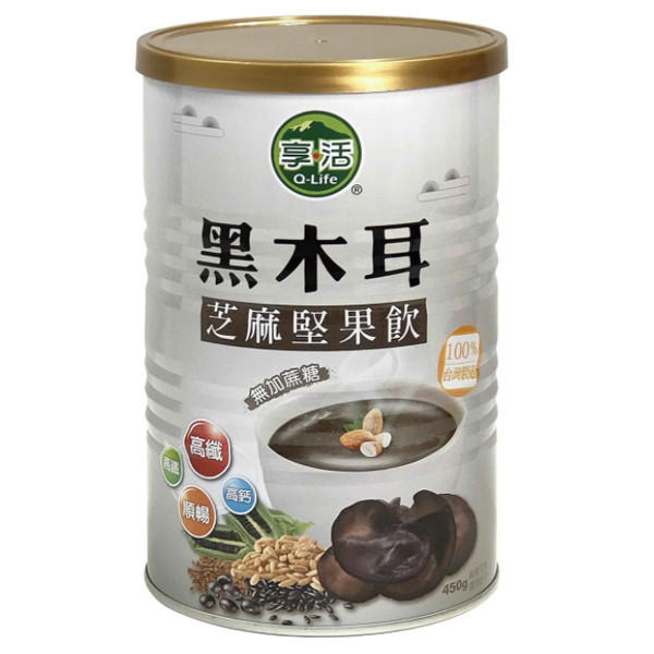 【Q-Life享活】黑木耳芝麻堅果飲(穀粉)450g/罐 黑木耳,芝麻堅果,藜麥