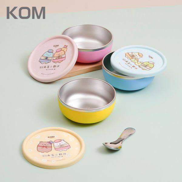 【KOM丨姓名客製化】角落小夥伴 316不鏽鋼 矽膠兒童隔熱碗(附角落小夥伴圓匙) 