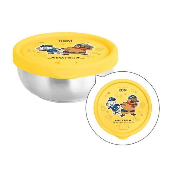 【KOMx達克比】雙層不鏽鋼 矽膠密封 兒童隔熱碗 粉色/紫色/黃色 