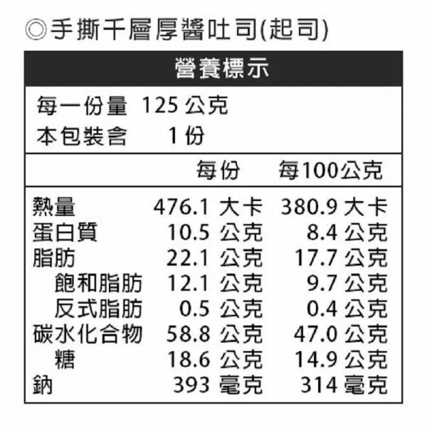 【振頤軒】厚醬手撕千層吐司125g 