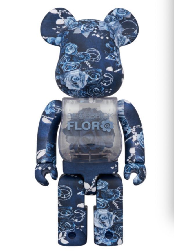 【現貨】庫柏力克熊 BE@RBRICK FLOR@ DENIM 藍肚中花 400％ 1000% 