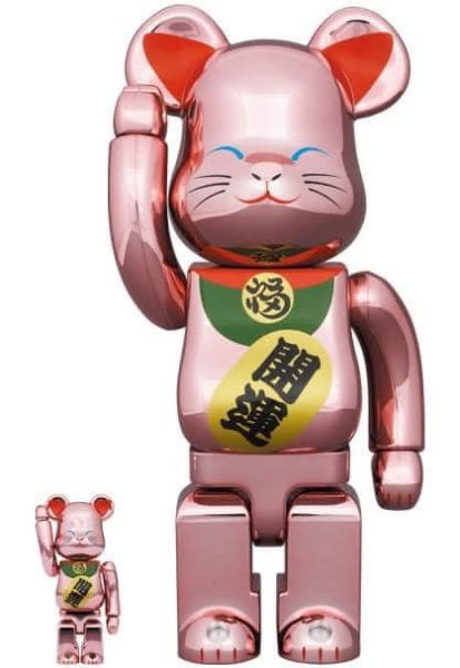 【預購】庫柏力克熊 BE@RBRICK  粉紅微笑招財貓 招き猫 開運 桃金メッキ 100％ & 400％ 