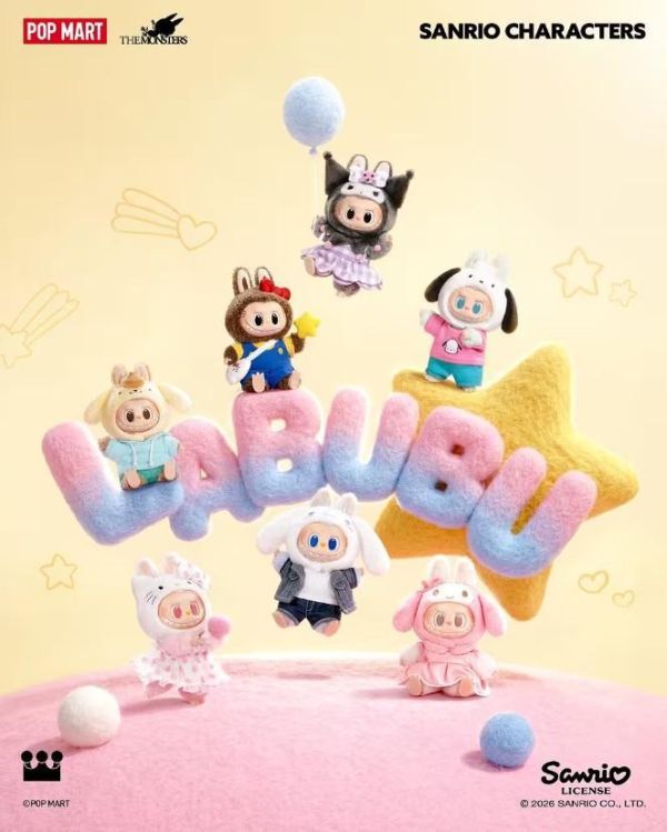 【預購】泡泡瑪特 POP Mart labubu三麗鷗家族系列毛絨掛件 一中盒(6款) 