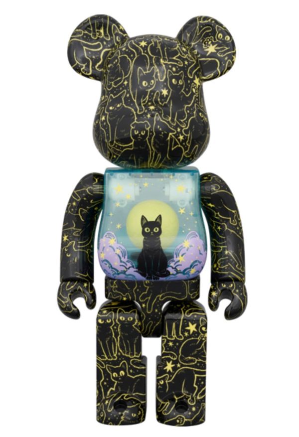 【預購】庫柏力克熊 BE@RBRICK 夜空中小貓 發光款 夜空のネコ 400％ 