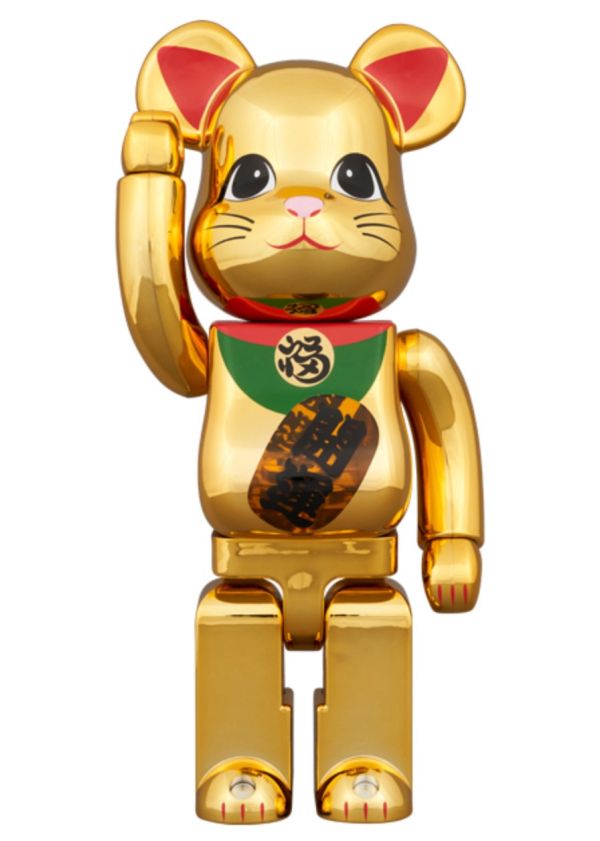 【預購】庫柏力克熊 BE@RBRICK 金開運招財貓 發光款 招き猫 開運 金メッキ 発光 400％＆1000% 