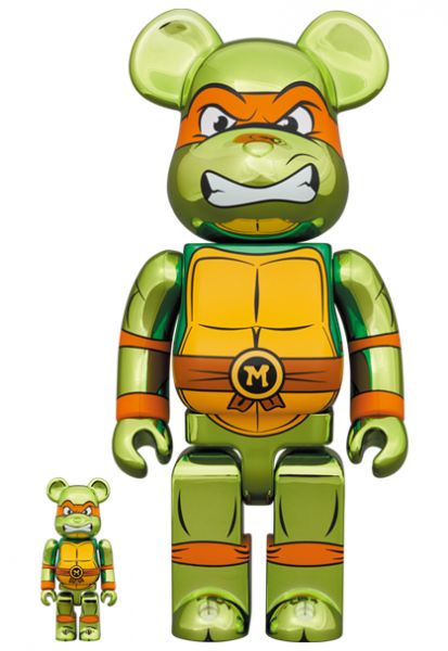 【預購】庫柏力克熊 BE@RBRICK 忍者龜 米開朗基羅 電鍍版 MICHELANGELO CHROME Ver. 500% 