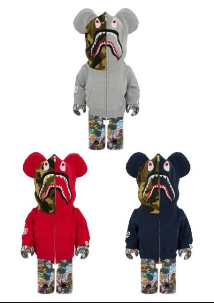 【預購】庫柏力克熊 BE@RBRICK BAPE(R) LEGACY CAMO SHARK GRAY／RED／NAVY 鯊魚 灰 藍 紅 1000％ 