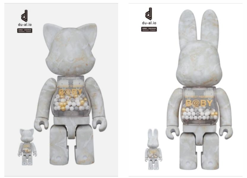 【預購】庫柏力克熊 BE@RBRICK  大理石貓兔千秋一對 100%+400% 