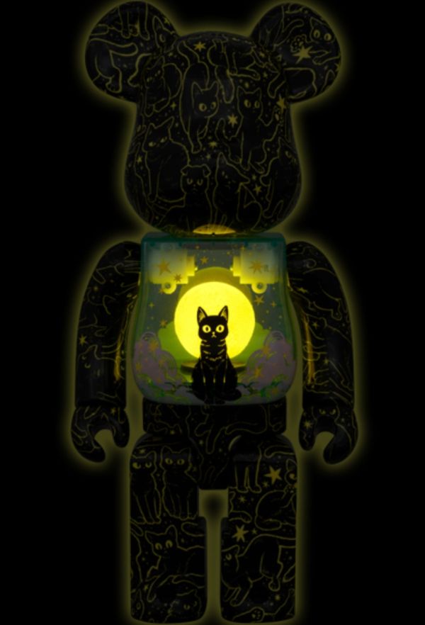 【預購】庫柏力克熊 BE@RBRICK 夜空中小貓 發光款 夜空のネコ 400％ 