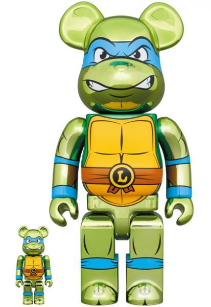 【預購】庫柏力克熊 BE@RBRICK 忍者龜 李奧納多 電鍍版 LEONARDO CHROME Ver. 500% 