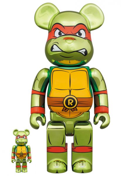 【預購】庫柏力克熊 BE@RBRICK 忍者龜 拉菲爾 電鍍版 RAPHAEL CHROME Ver. 500%&1000% 