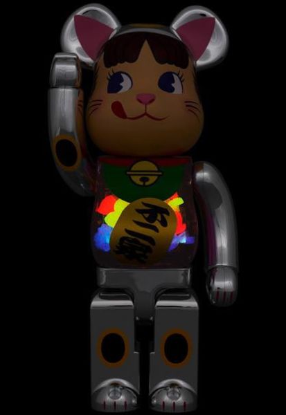 【預購】庫柏力克熊 BE@RBRICK 招き猫 ペコちゃん 銀メッキ 蓄光ミルキー入り 電鍍銀招財不二家奶妹 100％ & 400％ 