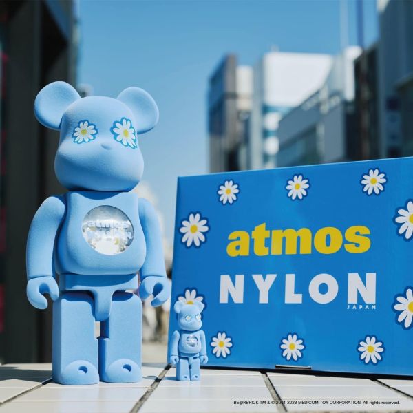 【預購】庫柏力克熊 BE@RBRICK atmos × NYLON JAPAN TYPE-2 天空藍 100％ & 400％ 